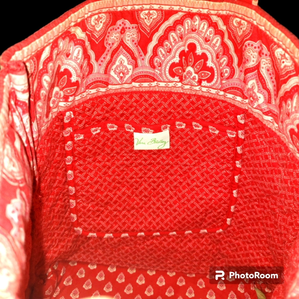 Retired! Vintage Vera Bradley Nantucket Red Cotton Button Tote Bag - Picture 4 of 11